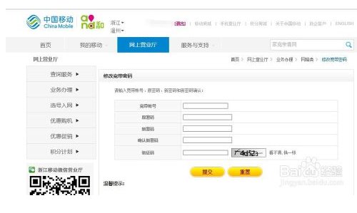 怎样网上(查询)或修改中国移动宽带密码