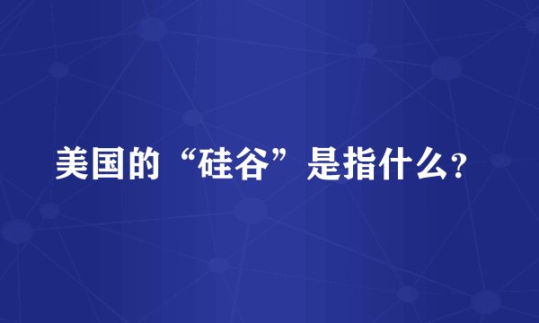 美国的“硅谷”是指什么？