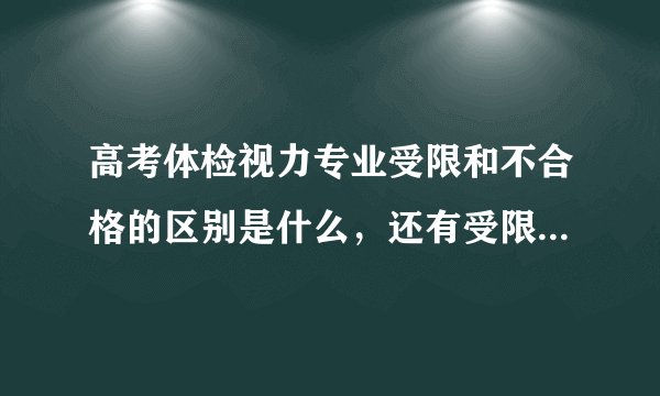高考体检视力专业受限和不合格的区别是什么，还有受限的是什么专业
