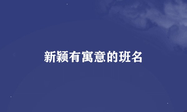 新颖有寓意的班名