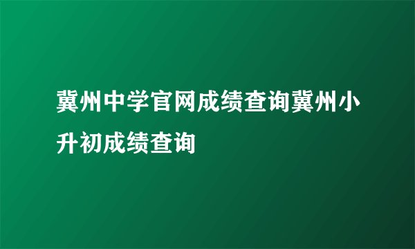 冀州中学官网成绩查询冀州小升初成绩查询