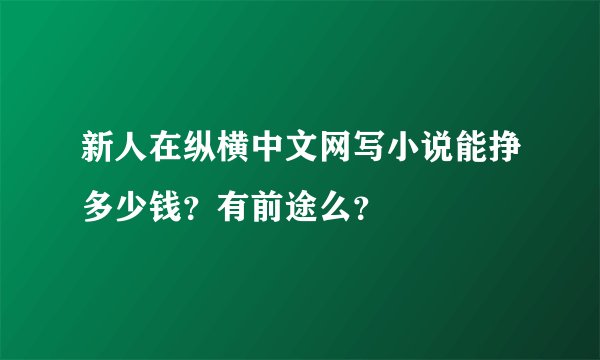 新人在纵横中文网写小说能挣多少钱？有前途么？
