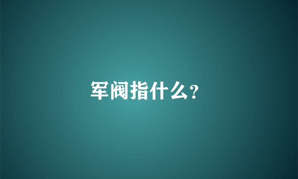 军阀指什么？