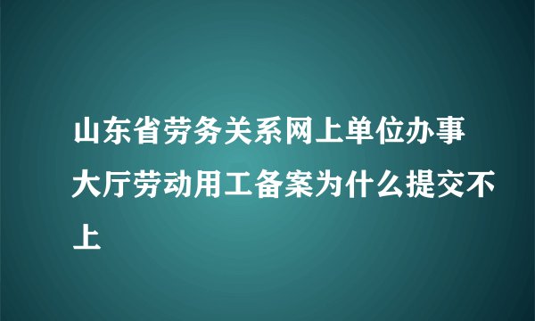 山东省劳务关系网上单位办事大厅劳动用工备案为什么提交不上