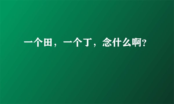 一个田，一个丁，念什么啊？