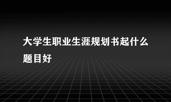 大学生职业生涯规划书起什么题目好