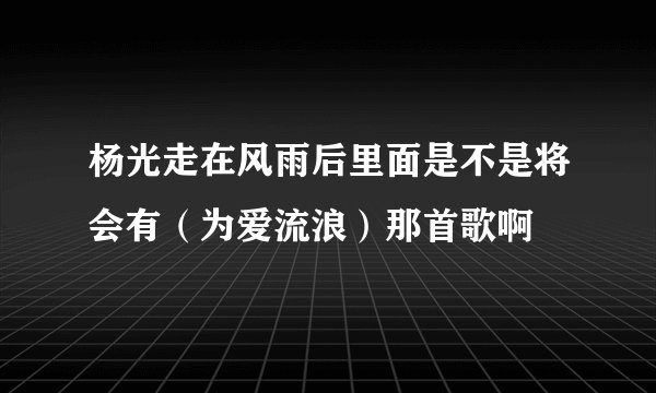 杨光走在风雨后里面是不是将会有（为爱流浪）那首歌啊