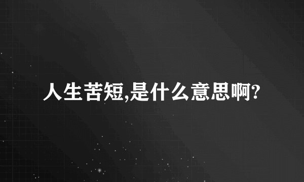 人生苦短,是什么意思啊?