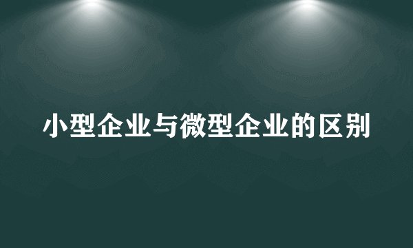 小型企业与微型企业的区别