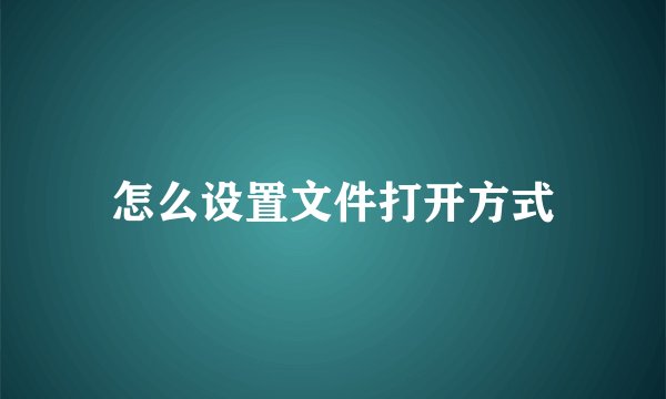 怎么设置文件打开方式