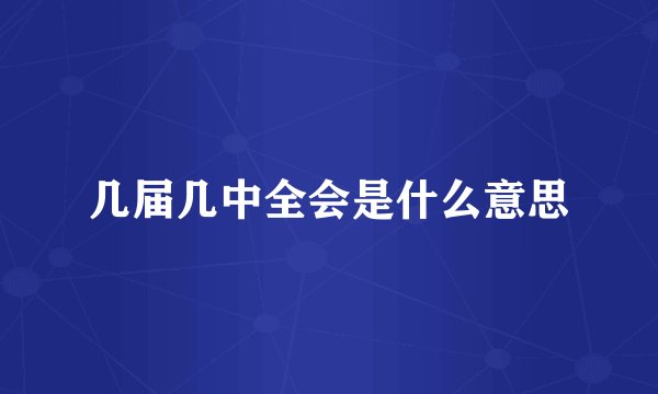 几届几中全会是什么意思