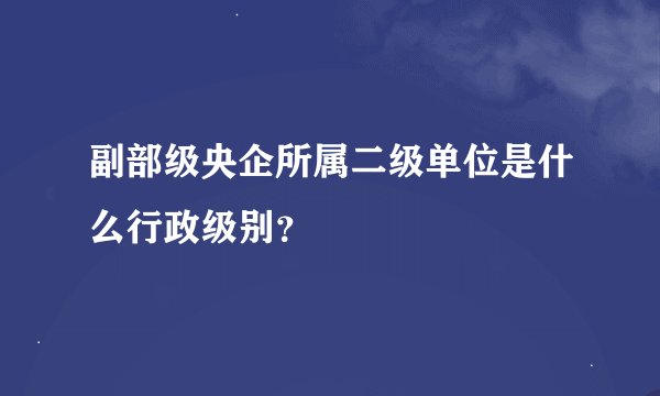 副部级央企所属二级单位是什么行政级别？