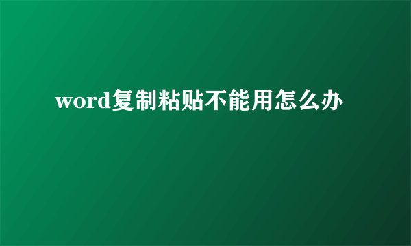 word复制粘贴不能用怎么办