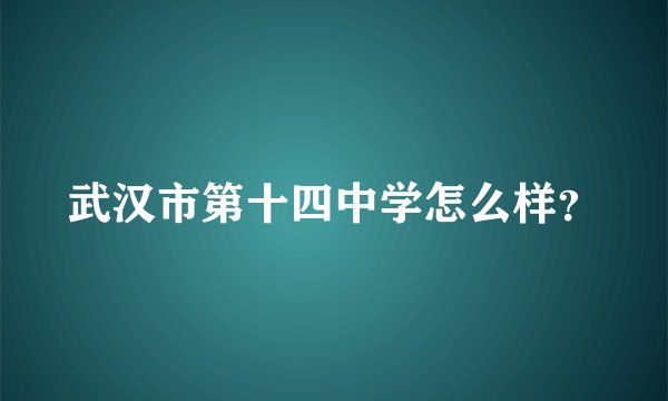 武汉市第十四中学怎么样？