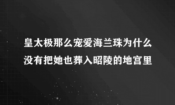皇太极那么宠爱海兰珠为什么没有把她也葬入昭陵的地宫里
