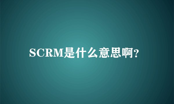 SCRM是什么意思啊？