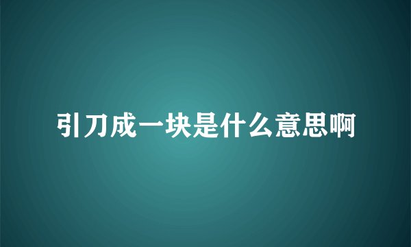 引刀成一块是什么意思啊