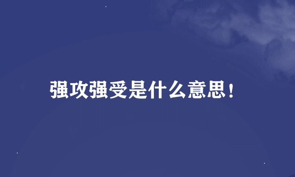 强攻强受是什么意思！
