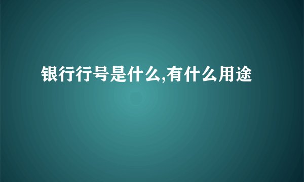 银行行号是什么,有什么用途