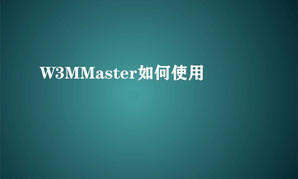 W3MMaster如何使用