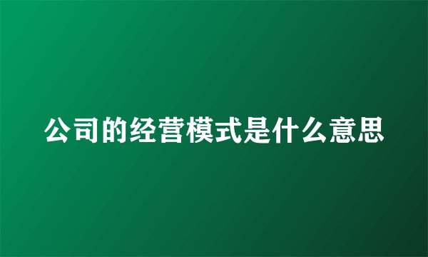 公司的经营模式是什么意思