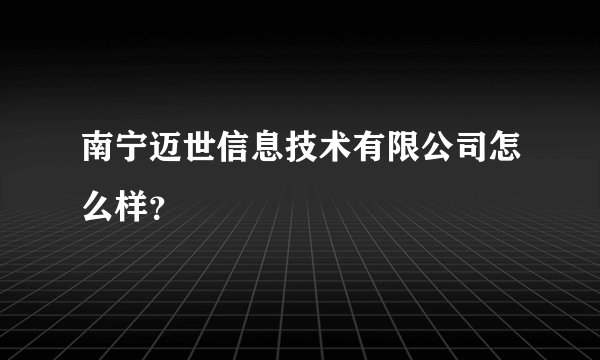 南宁迈世信息技术有限公司怎么样？