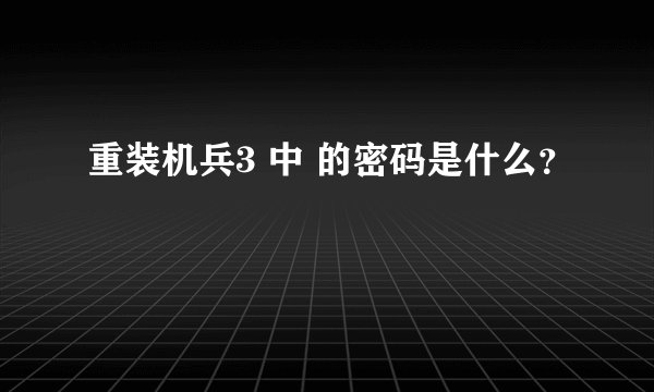 重装机兵3 中 的密码是什么？