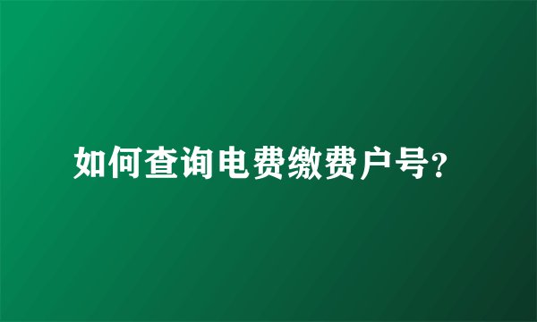 如何查询电费缴费户号？