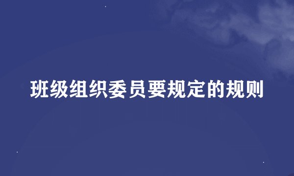 班级组织委员要规定的规则