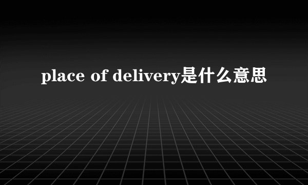 place of delivery是什么意思