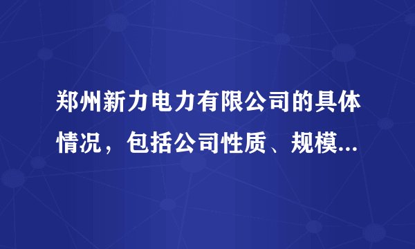 郑州新力电力有限公司的具体情况,包括公司性质、规模、员工待遇、发展情况等,尽量详细一些吧!