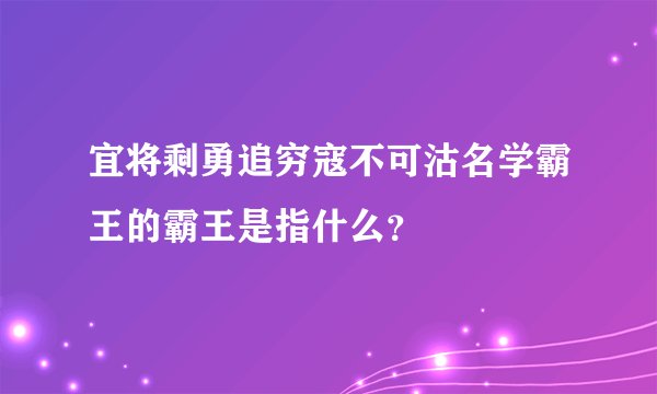 宜将剩勇追穷寇不可沽名学霸王的霸王是指什么?