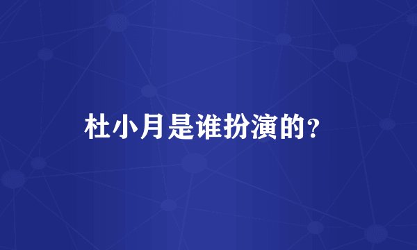 杜小月是谁扮演的？