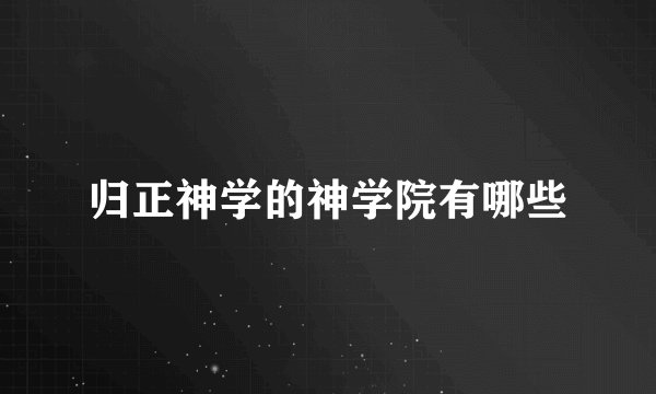 归正神学的神学院有哪些