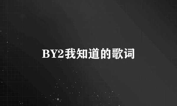BY2我知道的歌词