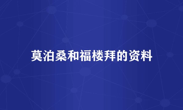 莫泊桑和福楼拜的资料