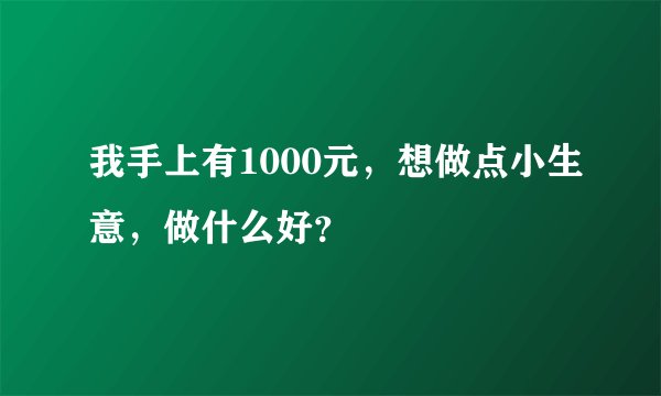 我手上有1000元，想做点小生意，做什么好？