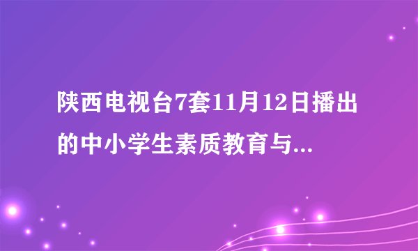 陕西电视台7套11月12日播出的中小学生素质教育与考试心理 视频 急！！！！！！！！！！！！！！！！！！！