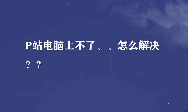 P站电脑上不了、、怎么解决？？