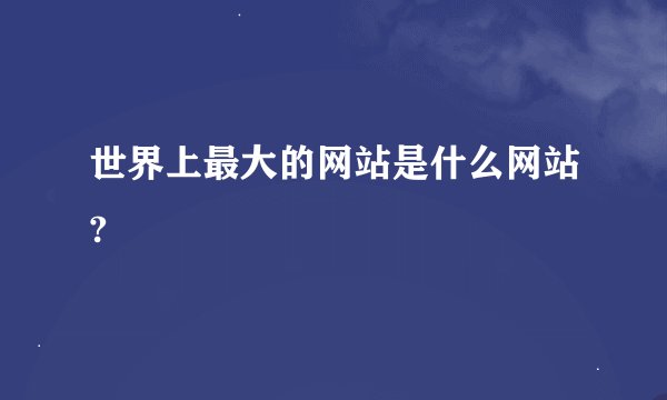 世界上最大的网站是什么网站?