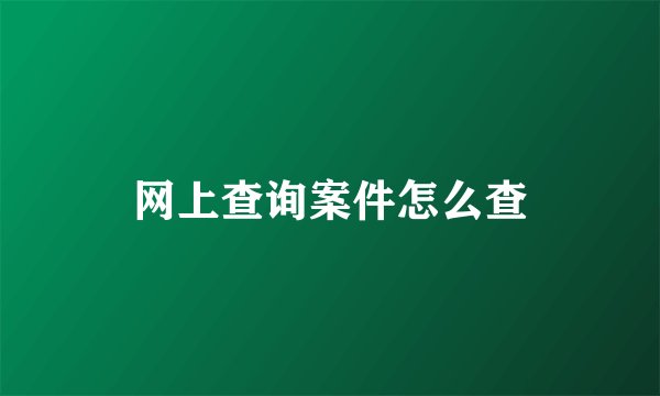 网上查询案件怎么查