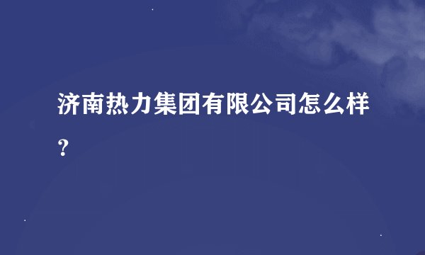 济南热力集团有限公司怎么样？