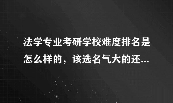 法学专业考研学校难度排名是怎么样的，该选名气大的还是专业法学院校?