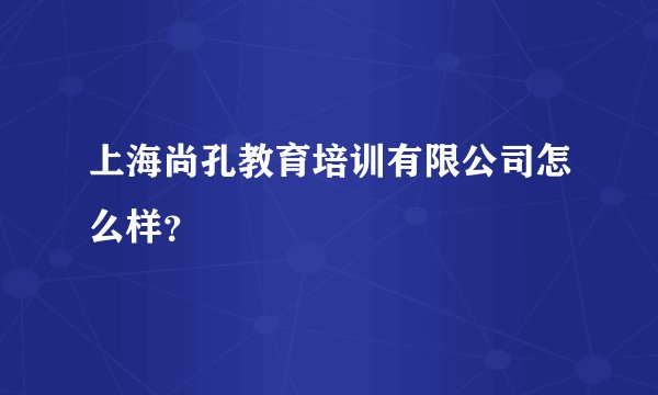 上海尚孔教育培训有限公司怎么样？