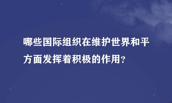 哪些国际组织在维护世界和平方面发挥着积极的作用？