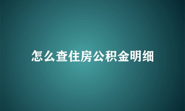 怎么查住房公积金明细
