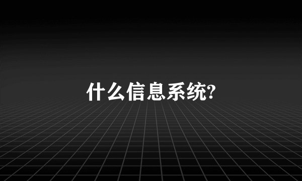 什么信息系统?