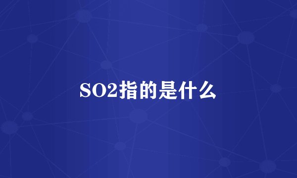 SO2指的是什么