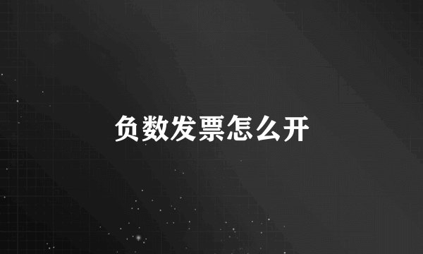 负数发票怎么开