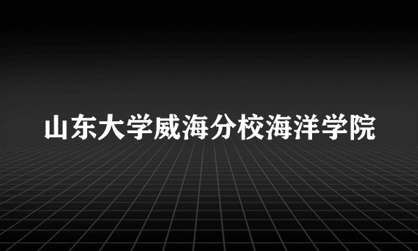 山东大学威海分校海洋学院